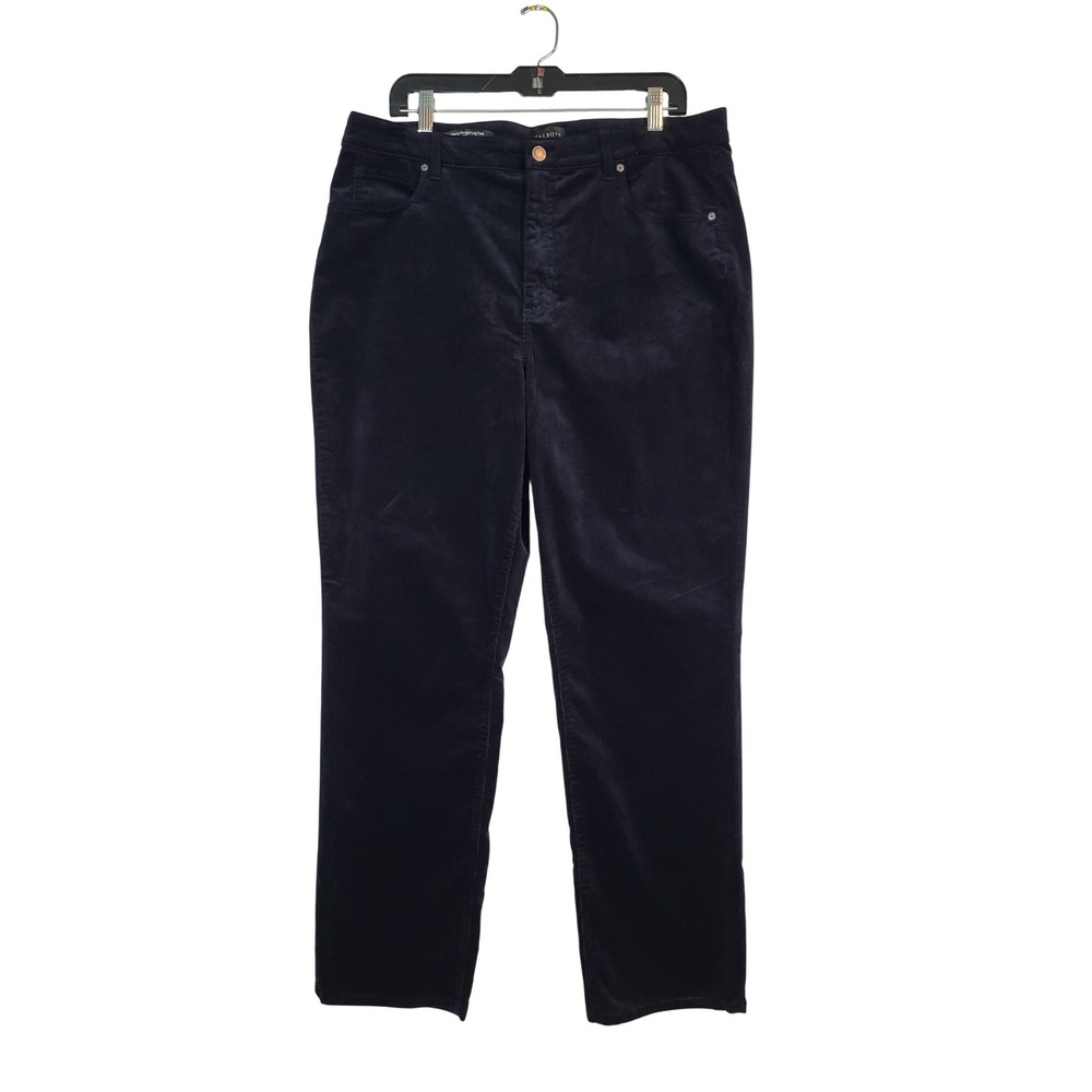 Talbots Corduroy Straight Leg Pant Women 16 Navy Blue Curvy High Rise Stretch